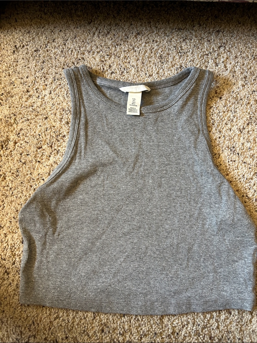 H&M Women's Ribbed Tank Crop Top - gray